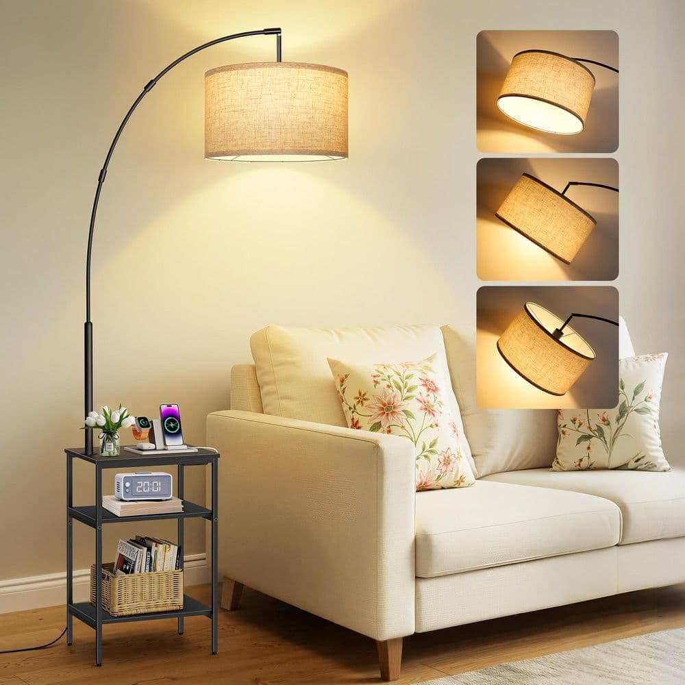 latte620　レディース　BLK S BICIK 76 in. Black Modern 1-Light Dimmable Arc LED Floor Lamp with