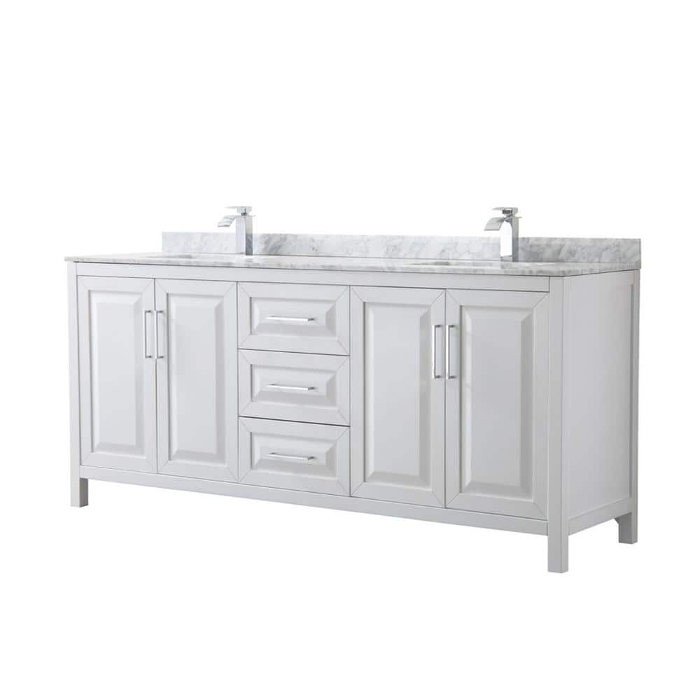 Wyndham Collection Daria 80 in. Double Bathroom Vanity in White