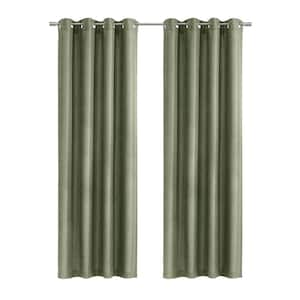 Abstract Green Polyester Jacquard 52 in. W x 84 in. L Grommet Indoor Light Filtering Curtain (Single Panel)