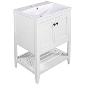 BY07 24.00 in. W x 18.00 in. D x 33.60 in. H Freestanding Bath Vanity in White with White Top