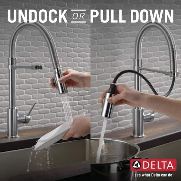 Delta Trinsic 9659-AR-DST Single Handle Pull-Down Kitchen Faucet with Spring Spout Arctic Stainless