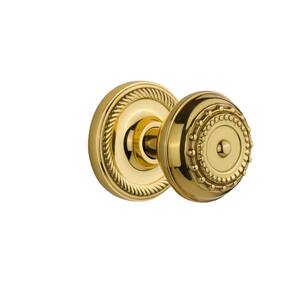 Rope Rosette 2-3/8 in. Backset Polished Brass Privacy Bed/Bath Meadows Door Knob