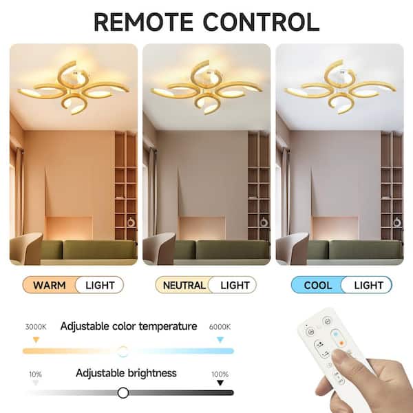 TOZING 29 in. Wooden Modern Novel Leaf Clover Integrated LED
