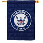 28 in. x 40 in. Proud HusbAnd Sailor House Flag Double-Sided Armed Forces Decorative Vertical Flags