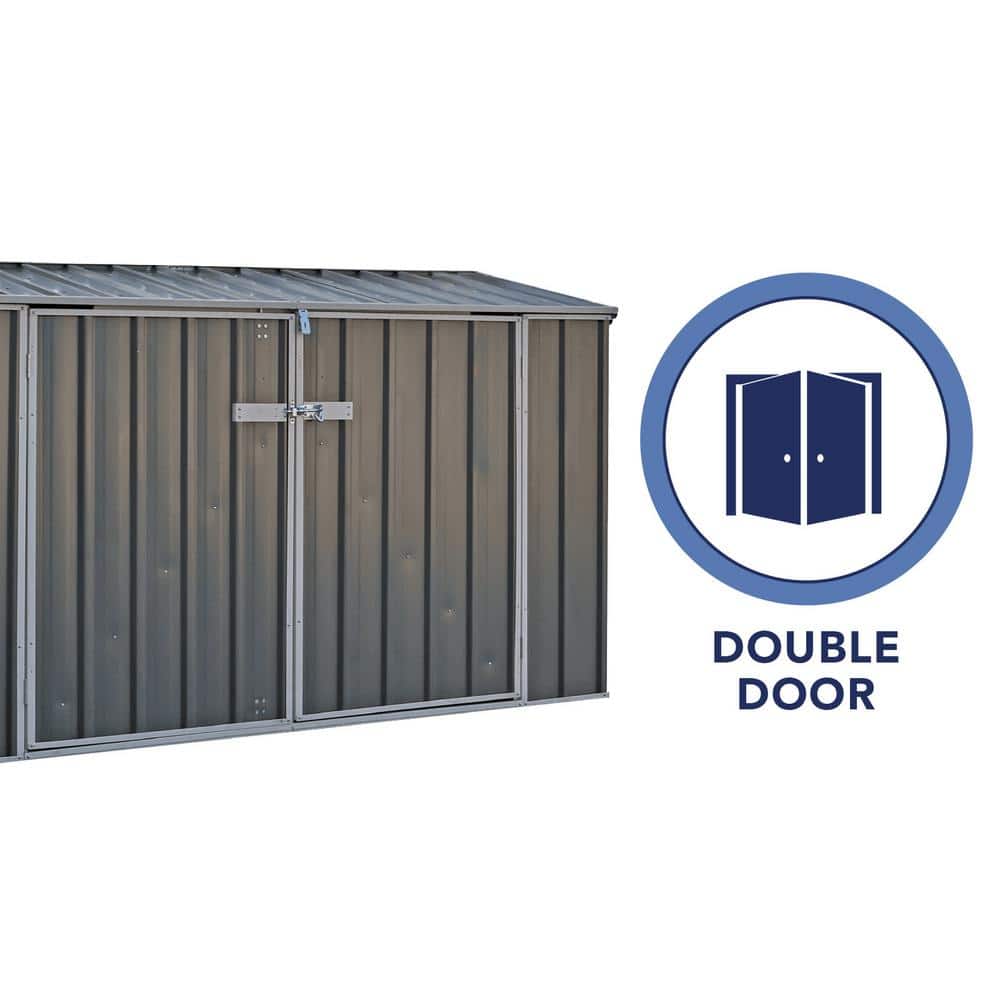 Absco 7.5 x 2.5 ft Gray Metal Bike Shed Kit