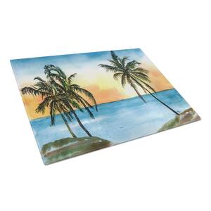 Palm Tree Tempered Glass Large Cutting Board