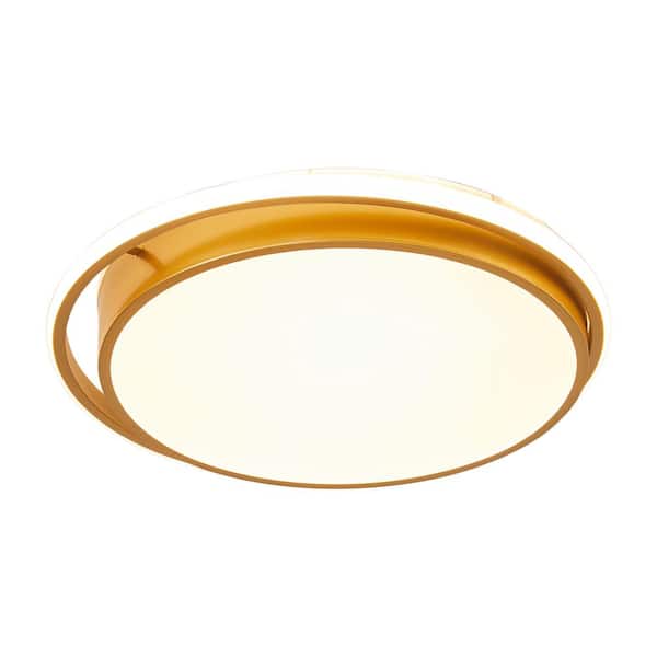 aiwen 17.7 in. 2-Light Gold Unique/Statement LED Flush Mount Home Hollow Design Ceiling Lighting