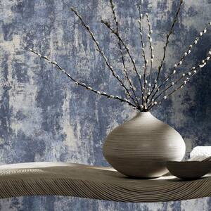 Stone Textures Navy Blue and Silver Textured Vinyl Wallpaper