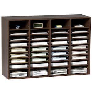 Literature Organizers, 36-Compartments Office Mailbox with Adjustable Shelves, 39.3 x 12 x 26.8 in. Brown