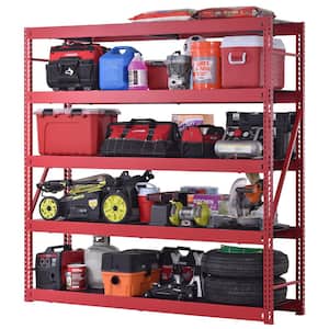 5-Tier Industrial Duty Steel Freestanding Garage Storage Shelving Unit in Red (90 in. W x 90 in. H x 24 in. D)