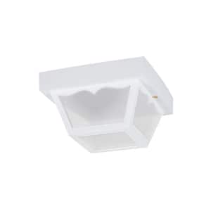 Outdoor Ceiling White 1-Light Outdoor Flush Mount with LED Bulb