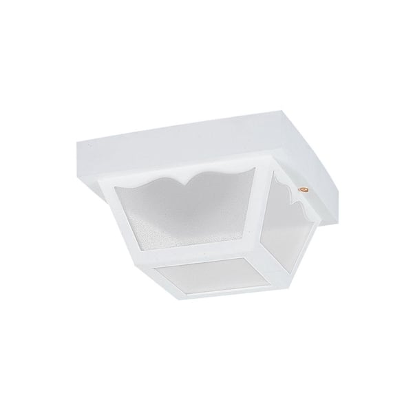 Generation Lighting Outdoor Ceiling White 1-Light Outdoor Flush Mount with LED Bulb