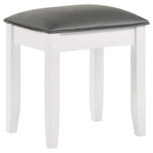 Barzini 18 in. Metallic and White Backless Wood Frame Vanity Stool with Leatherette Seat