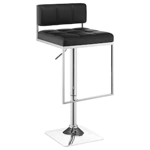 Alameda 24.5 in. Black and Chrome Metal Adjustable Bar Stool with Upholstered Seat