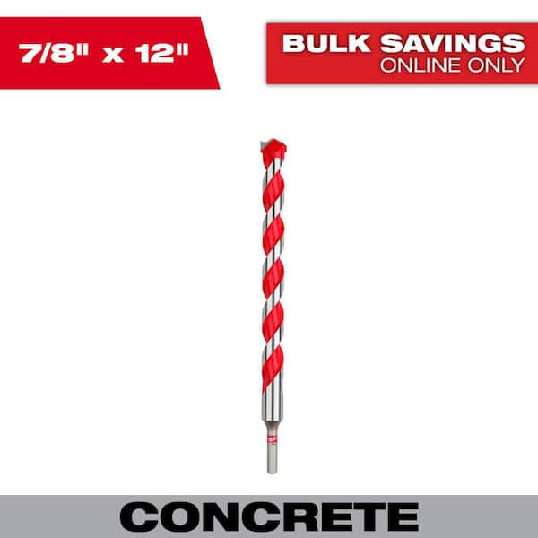 Milwaukee 7/8 in. x 10 in. x 12 in. Carbide Hammer Drill Bit for Concrete, Stone, Masonry Drilling