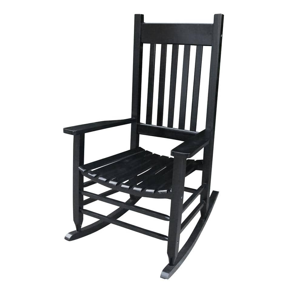 Black Wood Porch Adult Outdoor Rocking Chair