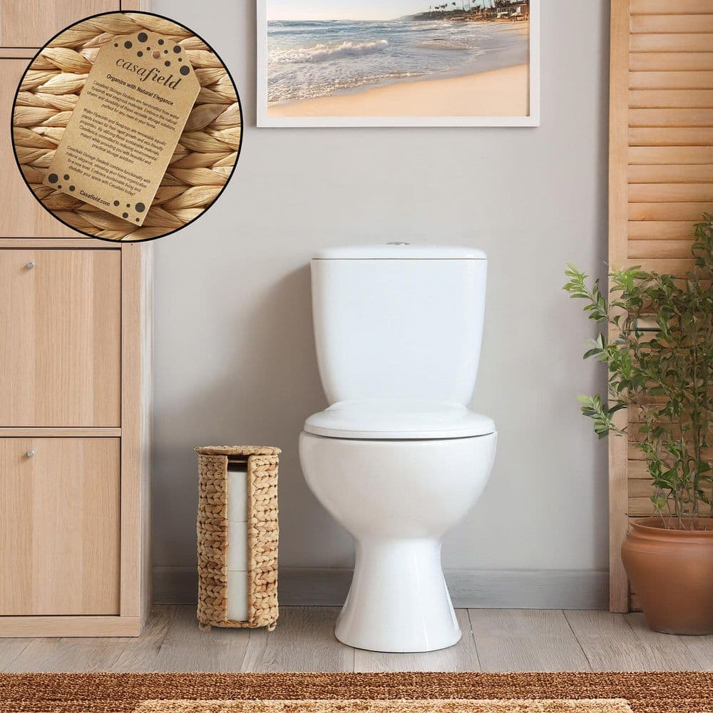 Natural Water Hyacinth Toilet Paper Holder with Lid