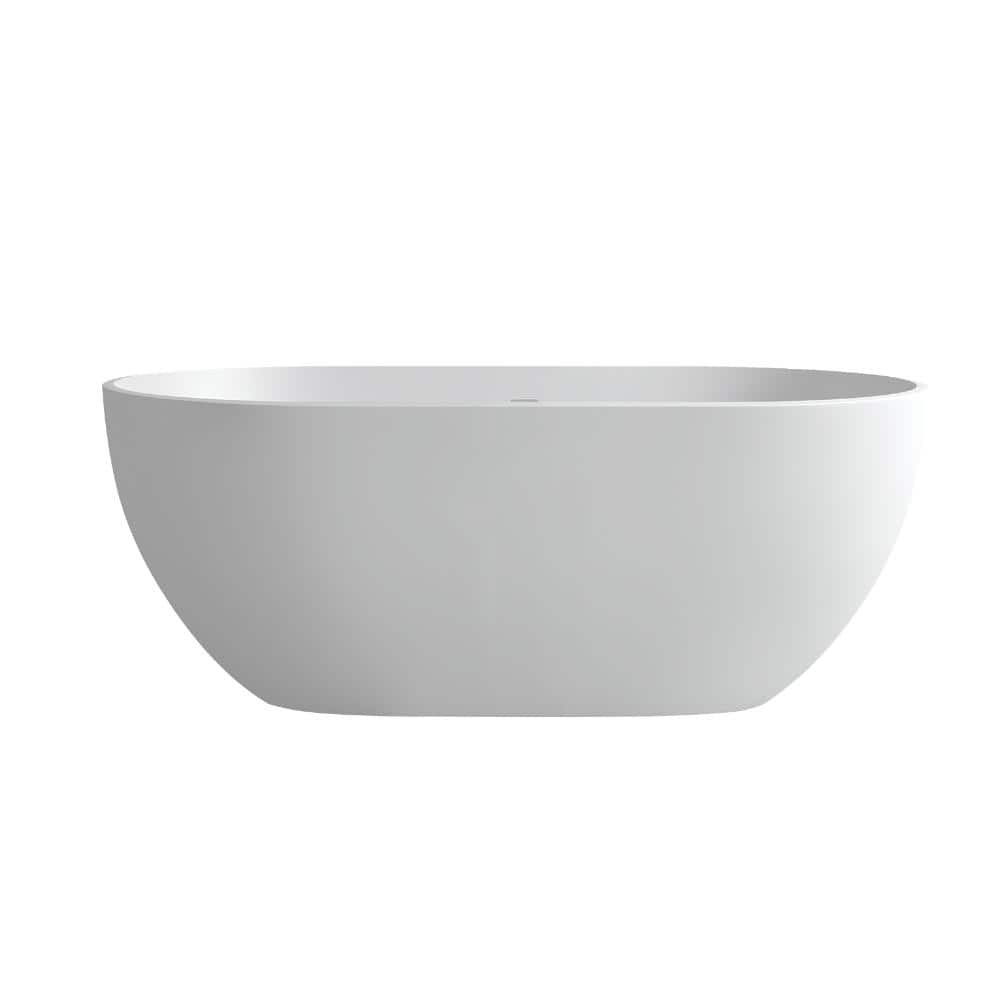 59 in. x 29.53 in. Stone Resin Soaking  Bathtub Solid Surface Double Slipper Tub with Center Drain in Matte White price history on PriceWatchPro