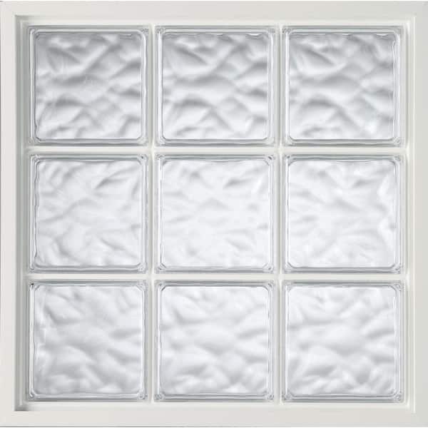 Hy-Lite 47 in. x 47 in. Acrylic Block Fixed Vinyl Window in White - Wave Block