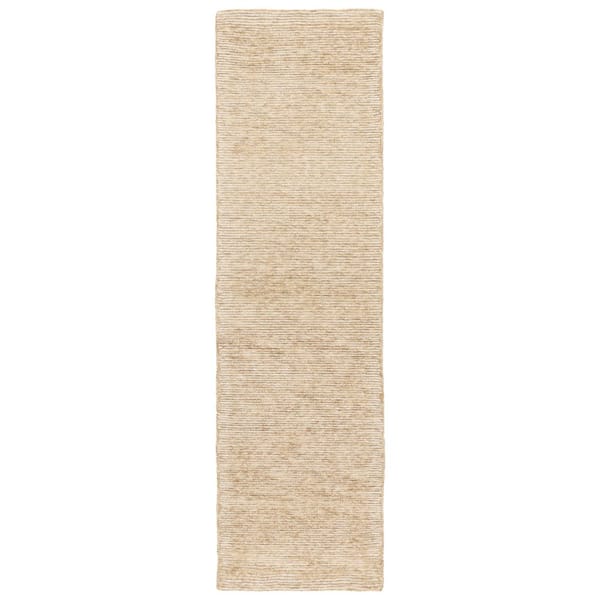 Ebony 2 ft. x 8 ft. Gold/Ivory Minimalist Solid Color Runner Rug