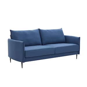 65.8 in. W Minimalism Blue Couch Linen Upholstery Arc Armrest 2-Seater Loveseat with High Resilience Seat Cushions