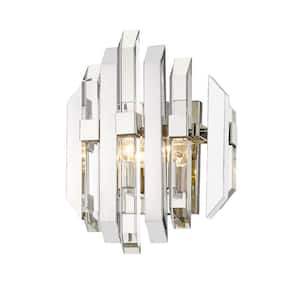 Bova 11.5 in. 2-Light Polished Nickel Wall Sconce