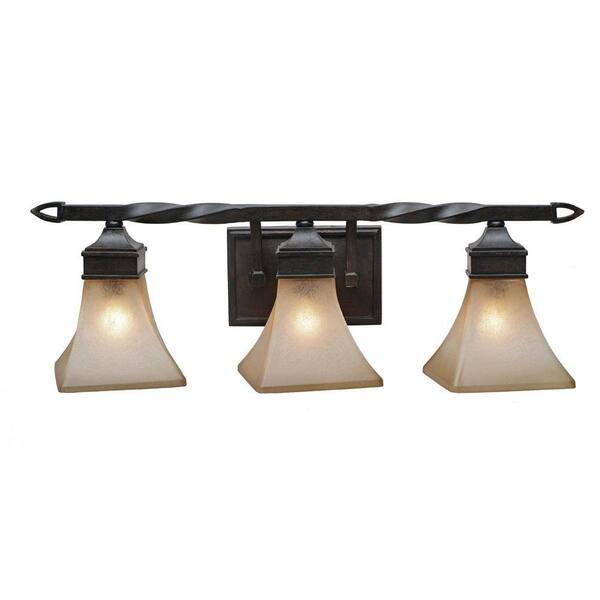 Golden Lighting Genesis Collection 3-Light Roan Timber Bath Vanity Light