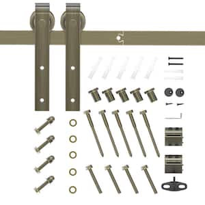 6.6 ft. J-Shaped Sliding Barn Door Kit for Single Door, Bronze Steel