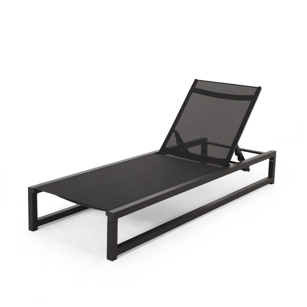 Modesta Black Aluminum Outdoor Adjustable Chaise Lounge