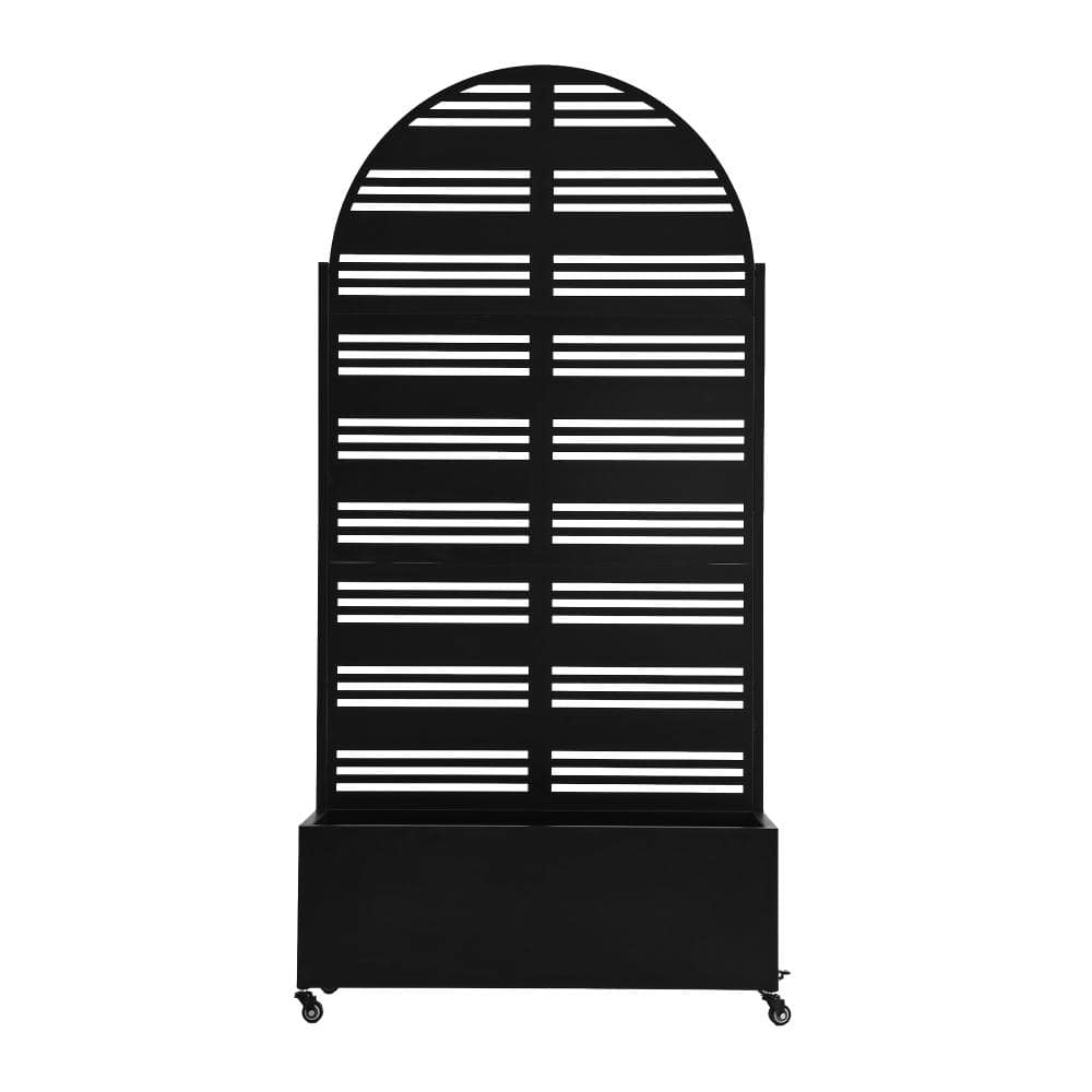 70.8 in. H × 35.4 in. W Black Privacy Metal Arched Garden Fence Screen Panels with Planter Box and Lockable Wheels price history on PriceWatchPro