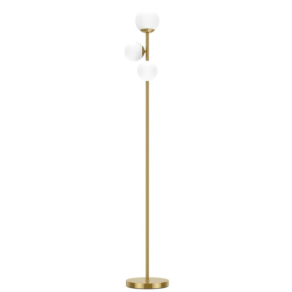 ROTTOGOON 65.7 in. Gold Modern Globe 3-Light Tree Floor Lamp with