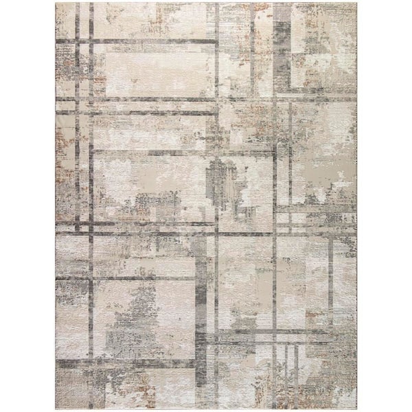 Nourison Eco-Friendly Ivory Multicolor 8 ft. x 10 ft. Abstract Contemporary Area Rug