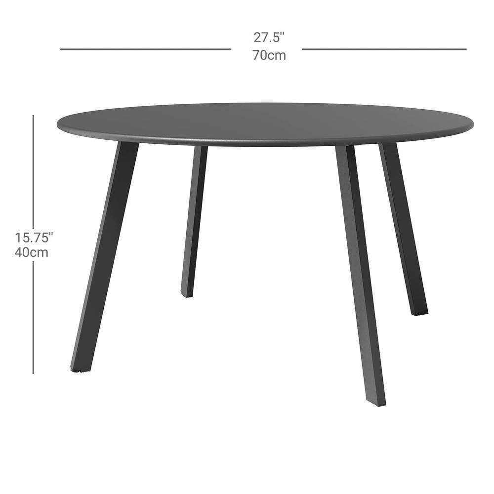 Black Round Steel Outdoor Coffee Table, Weather Resistant