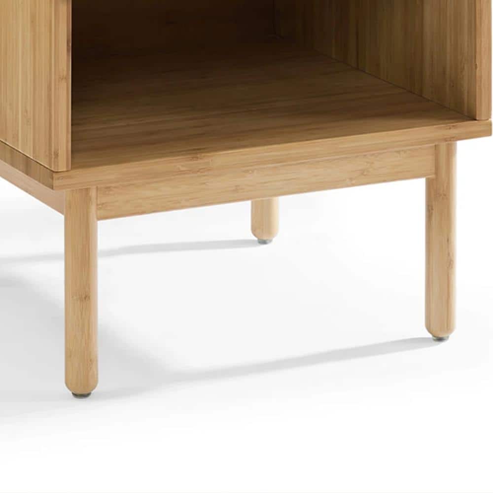 Caramelized Bamboo 1-Drawer Nightstand with Open Shelf