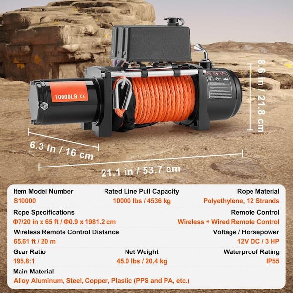 Silverline 12V Electric Winch - 900kg (2000lb) Capacity