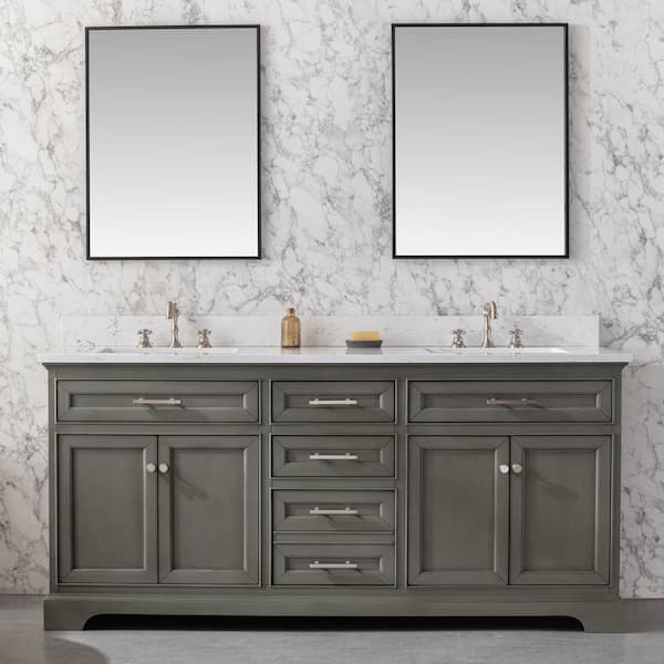 SUDIO Thompson 72 in. W x 22 in. D Bath Vanity in Silver Gray with ...