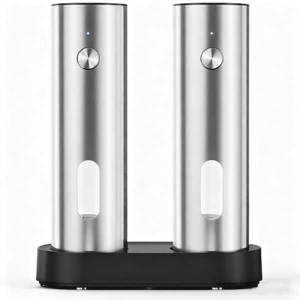 Electric Salt and Pepper Grinder Set with Rechargeable Base, Upgraded Large Capacity, LED Light, Adjustable Coarseness