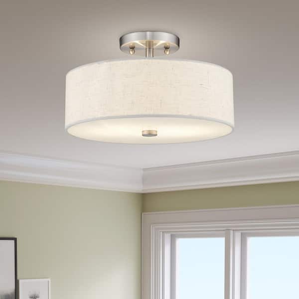 Mercury 2-Light Brushed Nickel Semi Flush Mount