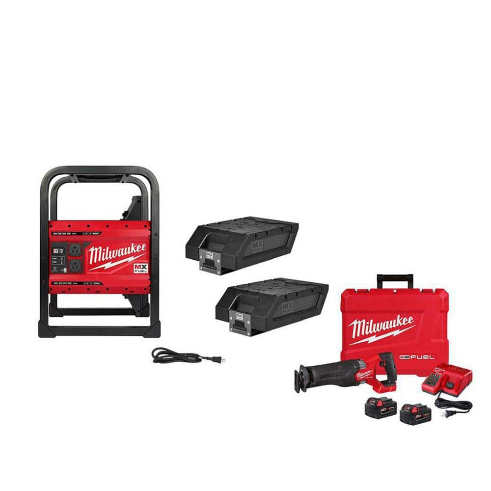 MX FUEL 3600W/1800W Lithium-Ion Battery Powered Portable Power Station w/ M18 FUEL Sawzall Recip Saw Combo Kit (2-Tool) -  Milwaukee, MXF0022821