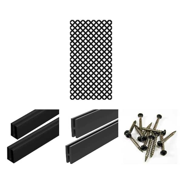 4 ft. Black Vinyl Lattice Cap (2-Pack), Divider (2-Pack), 4 ft. x 8 ft. Panel & 1-1/2 in. Screw (12-Piece) Combo