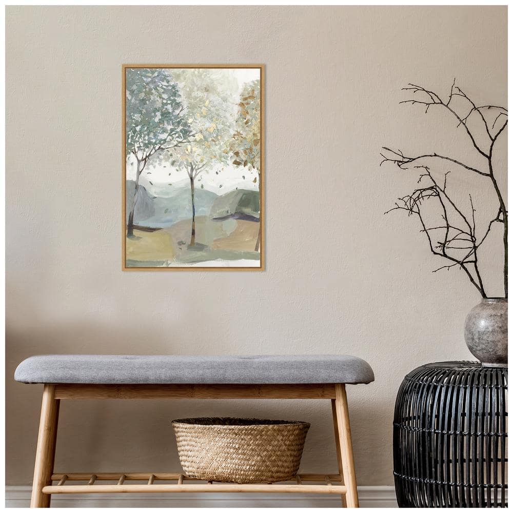 Breezy Landscape Trees III Canvas Print with Maple Frame