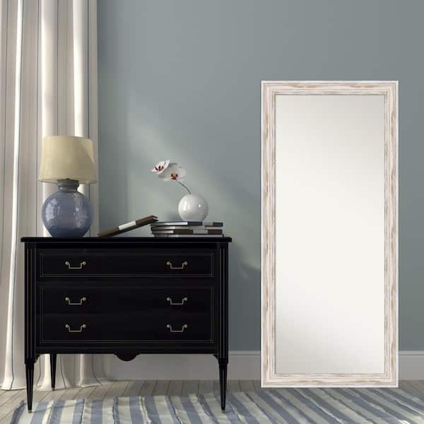 Amanti Art Oversized Distressed White Wash Wood Rustic Coastal Cottage Farmhouse Mirror (65 in. H X 29 in. W)