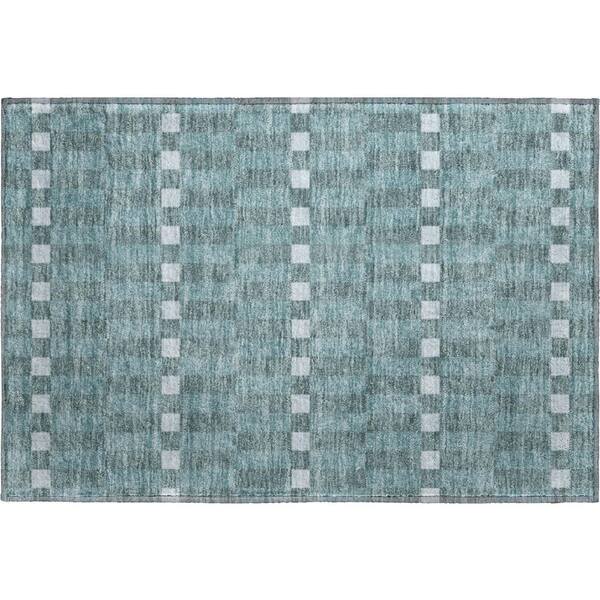 Mayfield Premium Machine Washable Abstract AMF2547 Teal 3 ft. x 4 ft. Area Rug