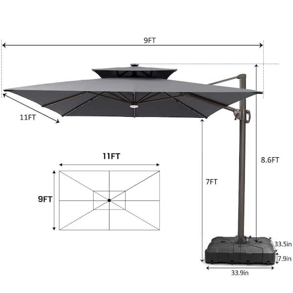 coolaroo 10 ft offset patio umbrella mocha PURPLE LEAF 10 ft. Square Outdoor Patio Cantilever Umbrella Teak Finished  Offset 360 Rotation Umbrella in Gray PPL06MEB10GY