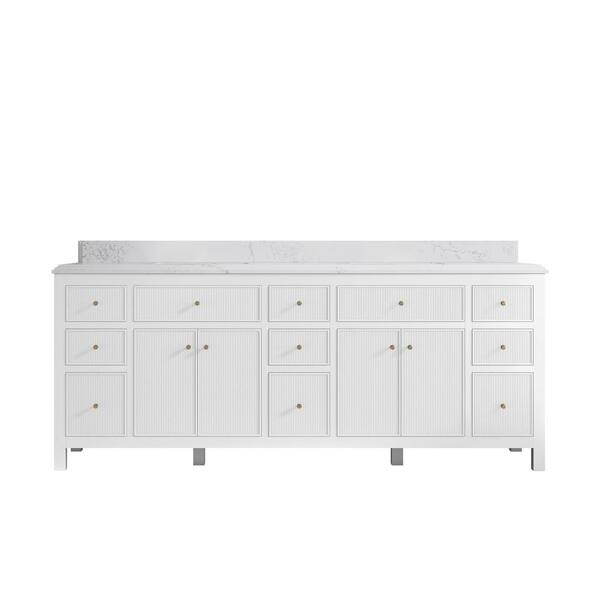 Willow Collections Sonoma 84 in. W x 22 in. D x 36 in. H Double Sink Bath Vanity in White with 1.5" Empira Quartz Top