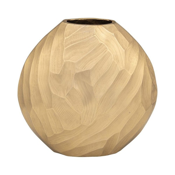 Liv & Skye 10 in. Gold Metal Hammered Decorative Vase