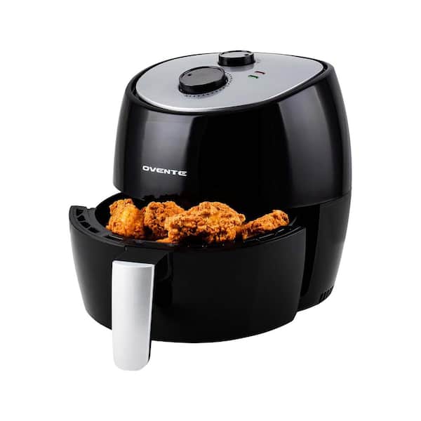 OVENTE 3.2 Quart Black Compact Electric Air Fryer with Non-Stick Removable Basket