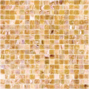 Skosh 11.6 in. x 11.6 in. Glossy Caramel Beige Glass Mosaic Wall and Floor Tile (18.69 sq. ft./case) (20-pack)