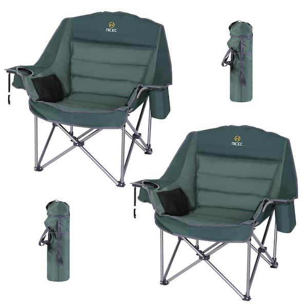 Camping Chairs, Oversized XL Padded Camping Chair, Oversized Chair, Camp Chair Heavy-duty 400Lbs w/Carry Bag (2-P Green)