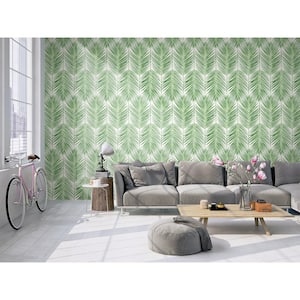 Palm Caribbean Green Vinyl Peel and Stick Wallpaper Roll (Cover 30.75 sq. ft.)